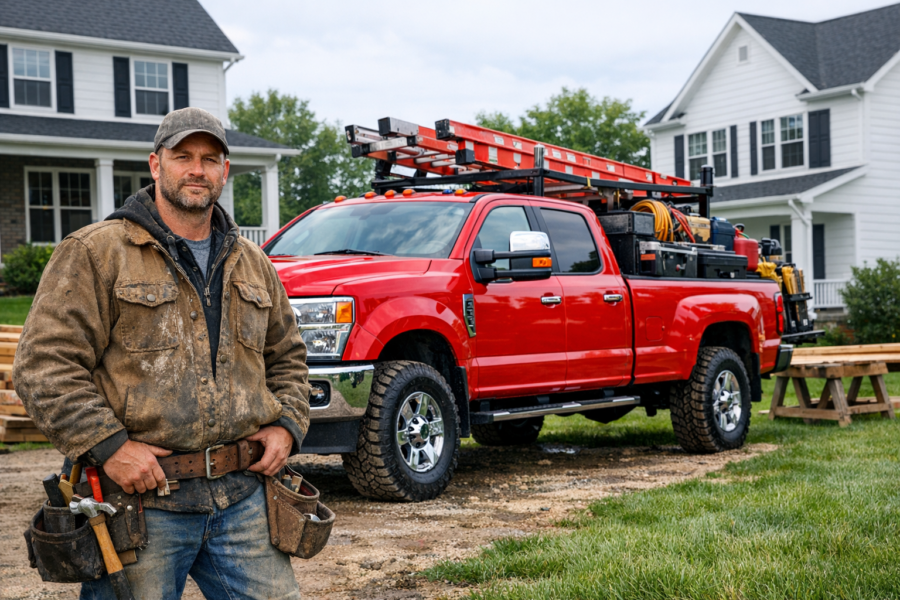 Contractor reviewing insurance policy documents carefully