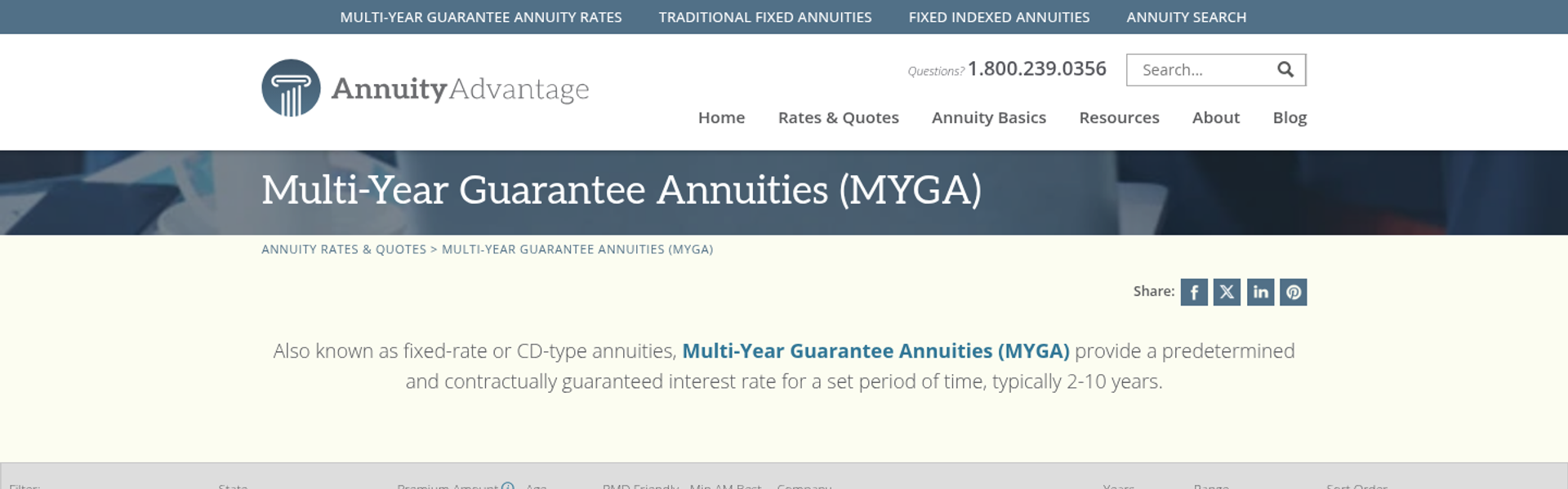 Interest rate comparison chart for annuities