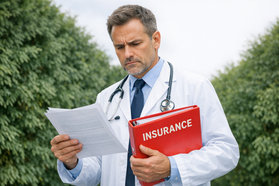 Professional reviewing insurance policy tail coverage documents